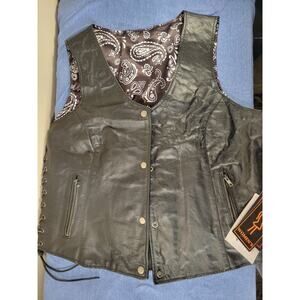 New Highway Hawks Leather Vest Woman's 3XL motorcycle leather vest Riding Black